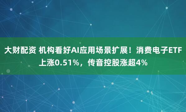 大财配资 机构看好AI应用场景扩展！消费电子ETF上涨0.51%，传音控股涨超4%