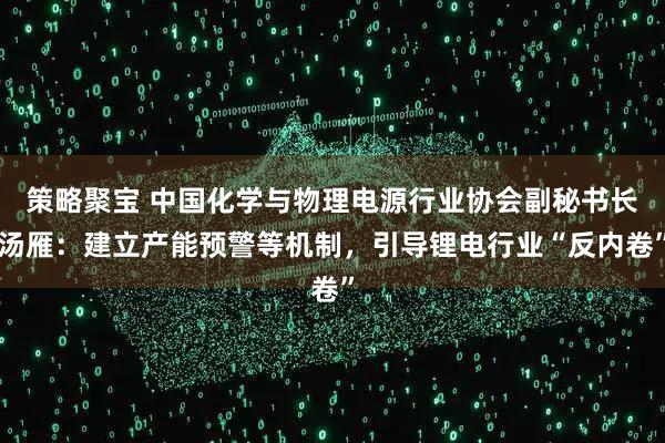 策略聚宝 中国化学与物理电源行业协会副秘书长汤雁：建立产能预警等机制，引导锂电行业“反内卷”